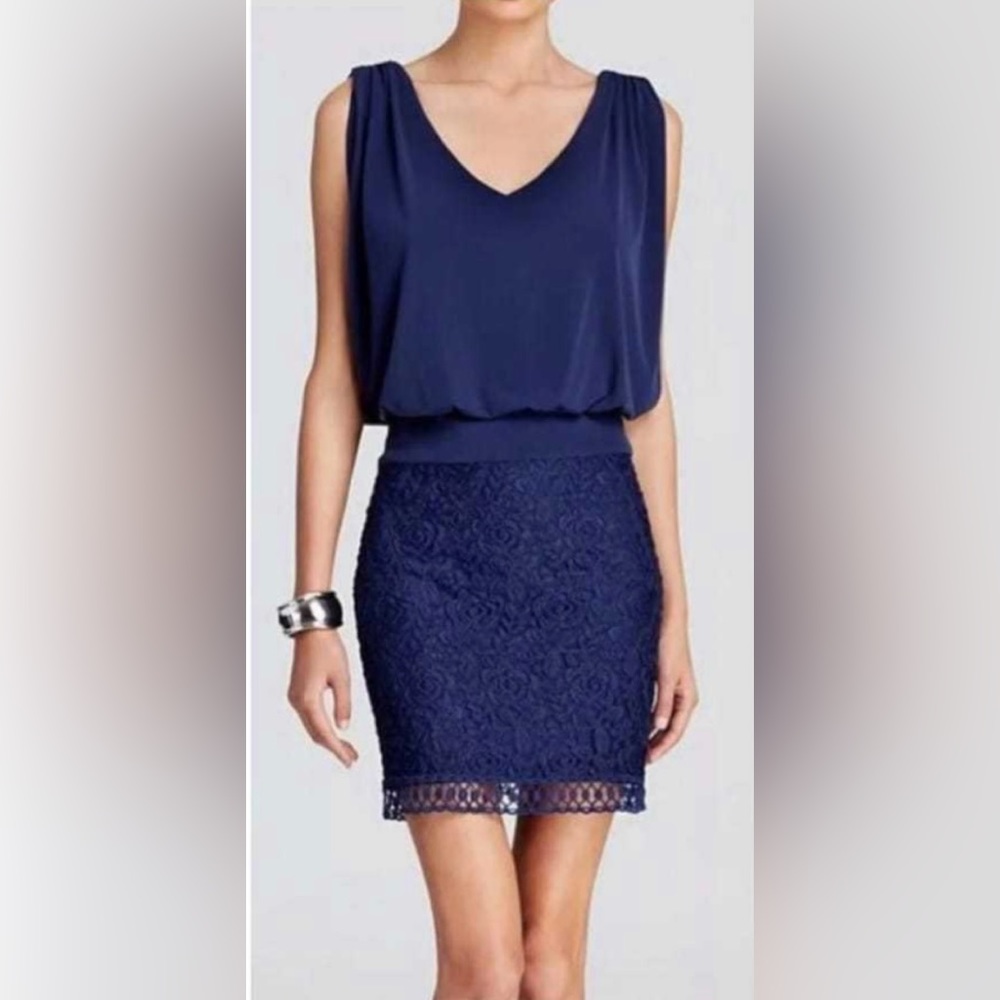 NWT Laundry by Shelli Segal Black Draped Lace Dress Size 4